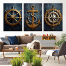 Boat Anchor Compass With Rope Wall Art Canvas Print | Beach