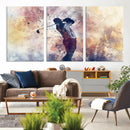Abstract Watercolor Golf Player Wall Art Canvas Print