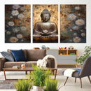 Golden Buddha Wall Art Canvas Print | Zen Meditation Floral