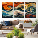 Abstract Wave Wall Art | Ready to Hang Framed Canvas Print |