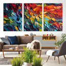 Vibrant Abstract Leaf Wall Art Canvas Print | Bold Colorful