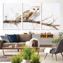Barn Owl Wall Art on Branch | Stunning Canvas Print for
