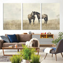 Chines Style Grunge Horses Wall Art Canvas Print