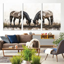 Chines Ink Style Horses Wall Art Canvas Print