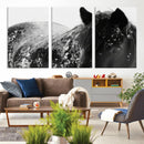 Black Horse in Snow Canvas Print | Winter Horse Wall Art |