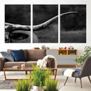 Cow Longhorn Wall Art | Black and White Print | Ready to by MyGreatCanvas | Canvas Wall Art Prints | Photo Prints & Wall Decor
