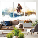 Watercolor Jesus Walking Wall Art Print, Jesus Water Canvas