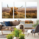 Scottish Highland Cow Canvas Wall Art – Rustic Farmhouse