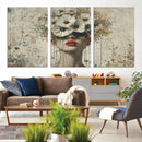 Abstract Floral Women Patel Wall Art Canvas Print