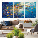 Colorful Swirling Fish School Wall Art Canvas Print |