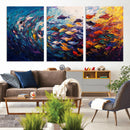 Vibrant Abstract Fish Swarm Art – Colorful Fish Inspired