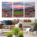 Carter-Finley Stadium Art Sunset Game Triple Canvas Wall Art