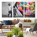 Banksy Print - Street Art Canvas Wall Art - Kids Revealing