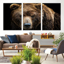 Grizzly Brown Bear Canvas Wall Art, Wildlife Animal Canvas