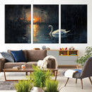 Abstract Swan on Water Wall Art Canvas Print - Elegant
