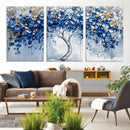 Blue and Gold Abstract Tree Wall Art Canvas Print | Modern