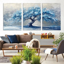 Abstract Blue Tree Art Canvas Print, Majestic Tree Wall Art