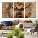 Wood Abstract Deer Wall Art | Rustic Wildlife Canvas Print |
