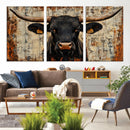 Rustic Texas Artwork Wall Art Canvas Print - Abstract Cow