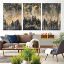 Golden Forest Abstract Wall Art | Dark Forest with Gold