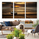Stones on Wooden Pier at Sunset Canvas Print, Serene Coastal by MyGreatCanvas | Canvas Wall Art Prints | Photo Prints & Wall Decor