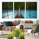 Suspension Bridge Over River Canvas Art | 3-Panel Nature by MyGreatCanvas | Canvas Wall Art Prints | Photo Prints & Wall Decor