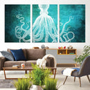 Green Octopus Abstract Wall Art Canvas Print