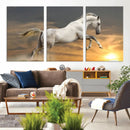 Large Wall Art Canvas Print – White Jumping Horse Sunset