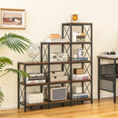 9 Cubes Bookcase with Carbon Steel Frame for Home Office-Rustic Brown by LJGDeals
