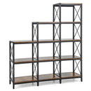 9 Cubes Bookcase with Carbon Steel Frame for Home Office-Rustic Brown by LJGDeals