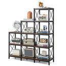 9 Cubes Bookcase with Carbon Steel Frame for Home Office-Rustic Brown by LJGDeals