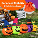 9 Feet Inflatable Pumpkin Patch Family with Built-in LED Lights and Witch Hats by LJGDeals