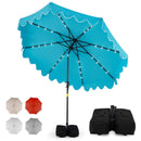 9 FT Outdoor Patio Umbrella with Solar LED Lights and Weighted Base by LJGDeals