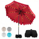 9 FT Outdoor Patio Umbrella with Solar LED Lights and Weighted Base by LJGDeals