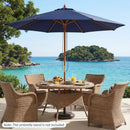 9 FT Patio Umbrella Outdoor Table Market Umbrella with 8 Sturdy Bamboo Ribs by LJGDeals