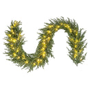 9 FT Pre-lit Artificial Cypress Christmas Garland with 50 Warm White LED Lights and 130 Branch Tips by LJGDeals