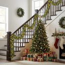 9 FT Pre-lit Artificial Cypress Christmas Garland with 50 Warm White LED Lights and 130 Branch Tips by LJGDeals