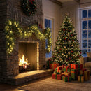 9 FT Pre-lit Artificial Cypress Christmas Garland with 50 Warm White LED Lights and 130 Branch Tips by LJGDeals