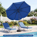 9 FT Scalloped Solar Patio Umbrella Market Table Umbrella with 24 LED Lights by LJGDeals
