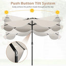 9 FT Scalloped Solar Patio Umbrella Market Table Umbrella with 24 LED Lights by DirectDeals