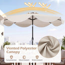 9 FT Scalloped Solar Patio Umbrella Market Table Umbrella with 24 LED Lights by LJGDeals