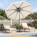 9 FT Solar LED Patio Umbrella Push-Button Tilt and Crank 24 LED Lights and 8 Ribs by LJGDeals