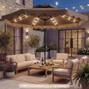 9 FT Solar LED Patio Umbrella Push-Button Tilt and Crank 24 LED Lights and 8 Ribs by LJGDeals