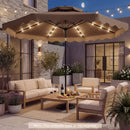 9 FT Solar LED Patio Umbrella Push-Button Tilt and Crank 24 LED Lights and 8 Ribs by DirectDeals