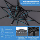 9 FT Solar LED Patio Umbrella Push-Button Tilt and Crank 24 LED Lights and 8 Ribs by LJGDeals