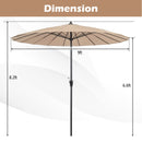 9 Feet Round Patio Umbrella with 18 Fiberglass Ribs-Tan