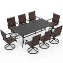 9-Piece Outdoor Dining Set for 8 with Umbrella Hole and 8 Chairs by LJGDeals