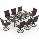9-Piece Outdoor Dining Set for 8 with Umbrella Hole and 8 Chairs by LJGDeals