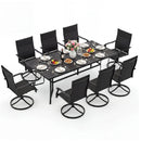 9-Piece Outdoor Dining Set for 8 with Umbrella Hole and 8 Chairs by LJGDeals