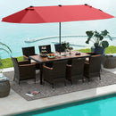 10 Piece Outdoor Dining Set with 15 Feet Double-Sided Twin Patio Umbrella by LJGDeals